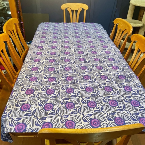 Rare Handmade Batik Tapestry Table Linens Lg Tablecloth 54"x86" Napkins 22"x22" - Picture 3 of 13